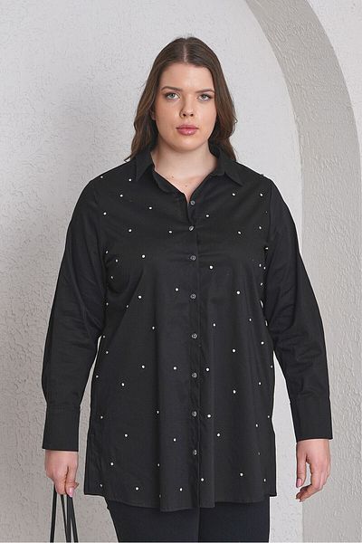 Büyük Moda Stone Embroidered Cotton Shirt