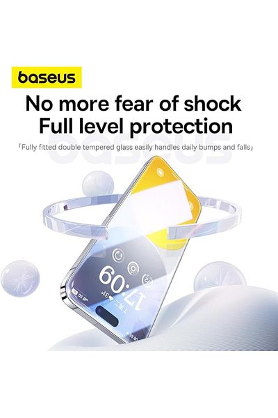 Baseus Diamond Series Full-Coverage HD Tempered Glass Screen Protector for iP 15 Clear