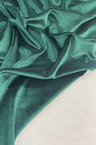 Yiğit Kumaş Emerald Green Velvet Fabric Lycra Draped Dress