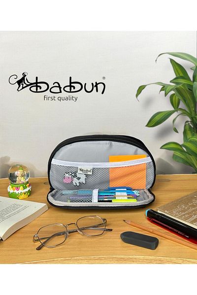 BABUN Ephesus Large Wide Vegan Δερμάτινη θήκη μολυβιού πολυτελείας Vintage με κουμπιά θήκη μακιγιάζ