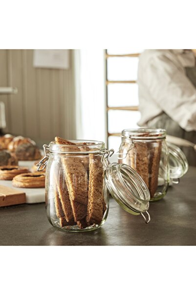 erorex Jar with lid, clear glass, 1 l