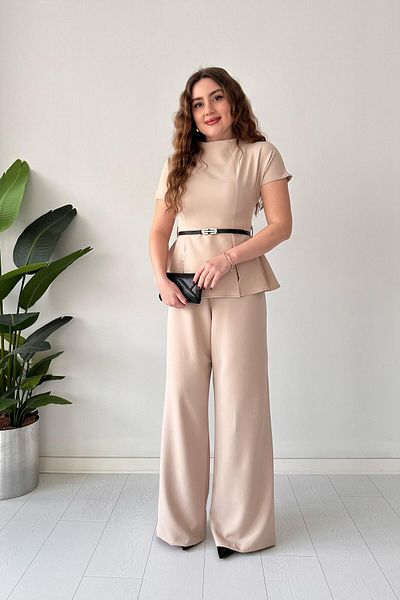 MaziButik Gold Jumpsuit Cream That Forms a Belt