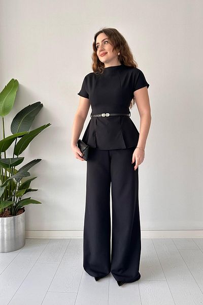 MaziButik Jumpsuit with Gold Belt - Black