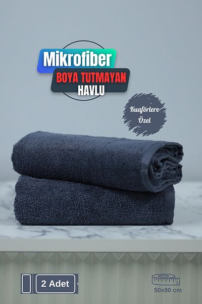 denizlicotton Πετσέτα μαλλιών από μικροΐνες που δεν κρατά βαφή για κομμωτήρια 50x90 cm Σετ 2
