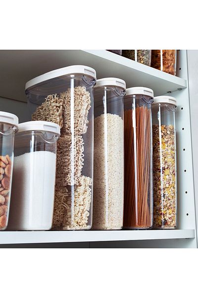 erorex Dry food jar with lid, transparent/white, 2.3 l
