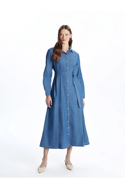 LC Waikiki LCWAIKIKI Rochie de damă cu guler de cămașă clasică Indigo