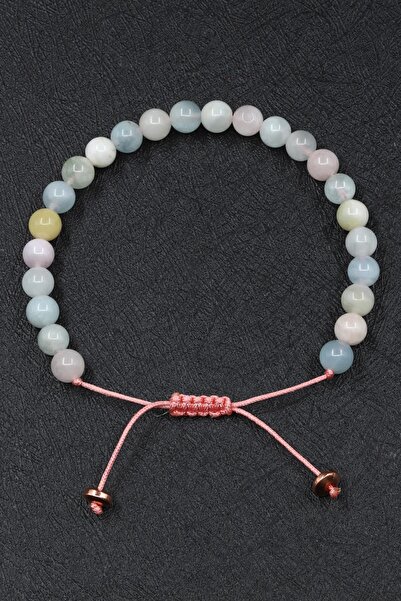 Alibaba Doğaltaş سوار مكرامية محبوك من الأحجار الطبيعية - زبرجد مورغانيت هيليودور