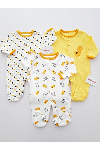 ilkimbebe Chick 3-Piece Baby Romper Set - 100% Cotton