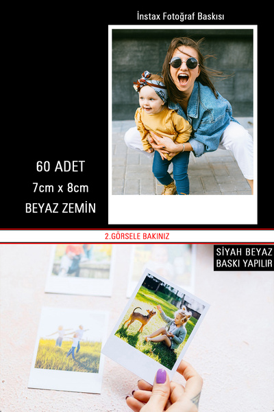 Bytwo 60 ADET İNSTAX BASKI - FOTO BASKI - FOTOĞRAF BASKI - 7X8cm