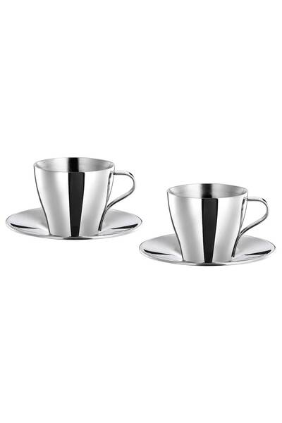 Generic Espresso cup and saucer, stainless steel, 6 cl