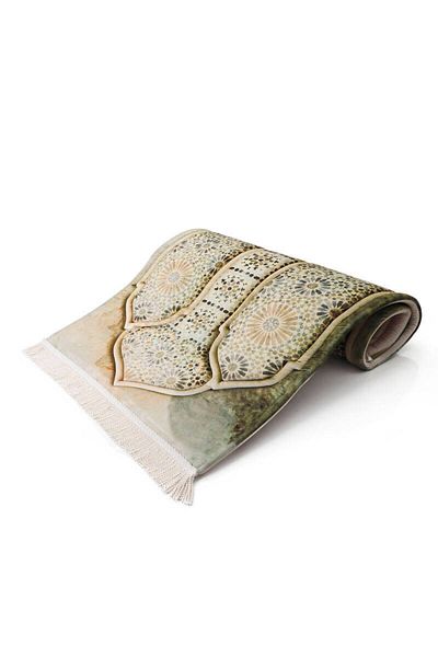 Bursa İpek Beige Quilted Sponge Prayer Rug