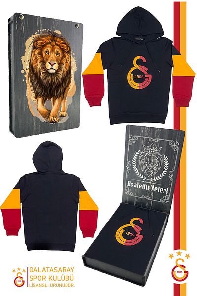 Galatasaray Оригинална дървена кутия за подарък с качулка и лого с оригинално лого