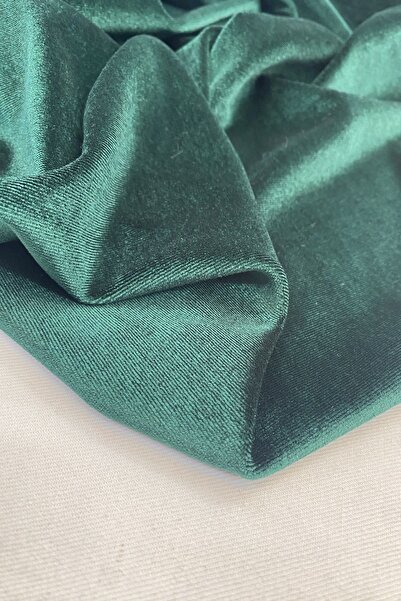 Yiğit Kumaş Emerald Green Velvet Fabric Lycra Draped Dress