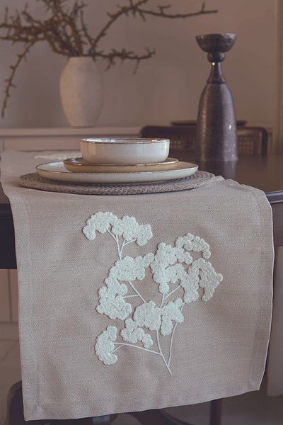 Pilloveland Runner Punch Κεντημένο και Λινό Look - 38*130 cm - Sakura