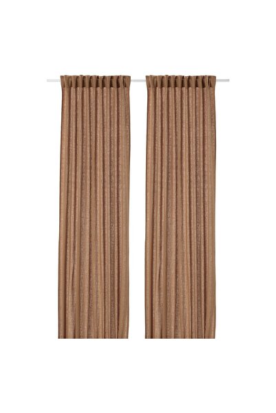 Generic Curtains, 1 pair, with heading tape/dark beige, 145x300 cm