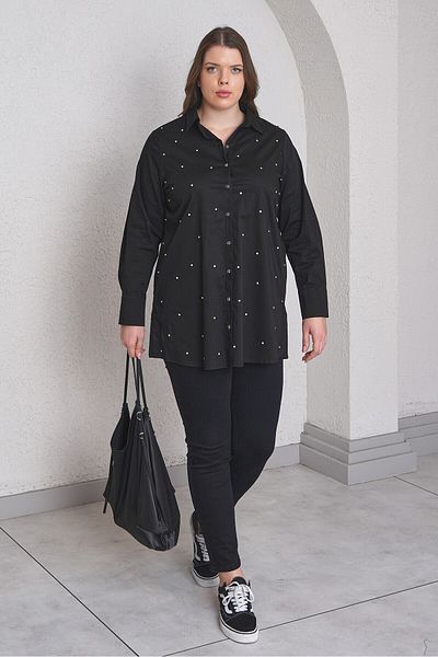 Büyük Moda Stone Embroidered Cotton Shirt