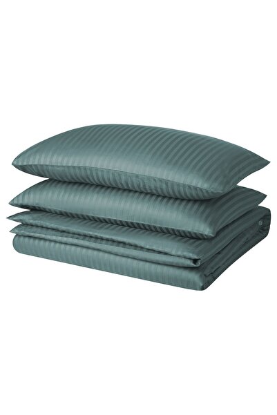 Generic Duvet cover and 2 pillowcases, blue-green, 240x220/50x80 cm