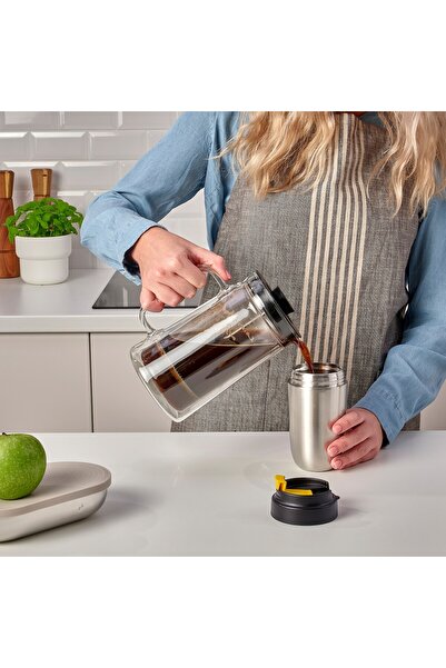 erorex Insulated travel mug, stainless steel/black, 35 cl