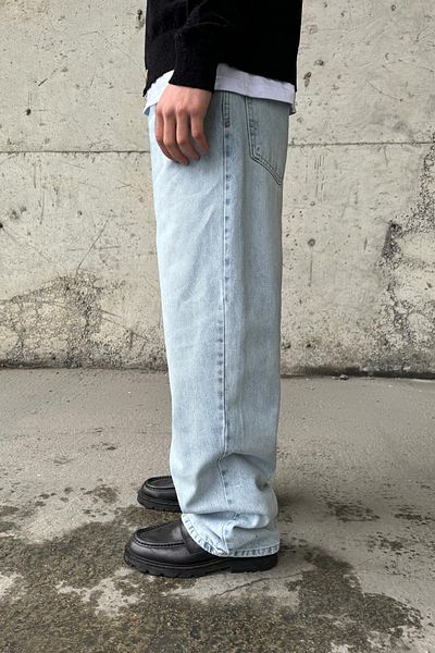 Flaw Wear Ice Blue Baggy Jeans with Fading Detail
