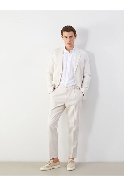 LC Waikiki Ανδρικό παντελόνι LCW Vision Beige Standard Fit Linen Blend