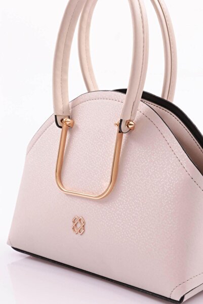 DGN Geantă de umăr și mână pentru femei cu mozaic bej