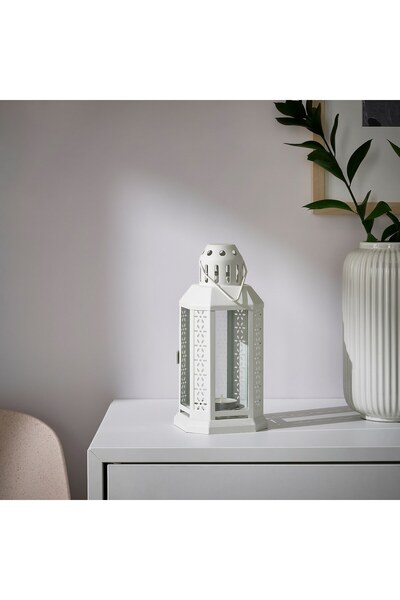 erorex Lantern for tealight, in/outdoor, white, 22 cm
