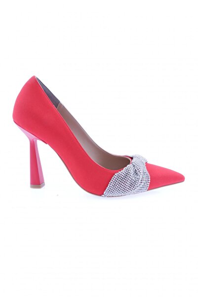 DGN Women's Pointed Toe Parmadekolteli Upper Silver Stone Detailed Heeled Sho...