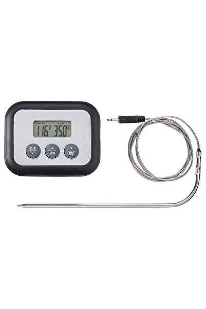 erorex مقياس حرارة اللحوم/مؤقت رقمي باللون الأسود