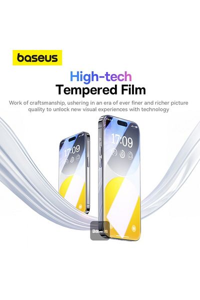 Baseus Diamond Series Full-Coverage HD Tempered Glass Screen Protector for iP 15 Pro Clear