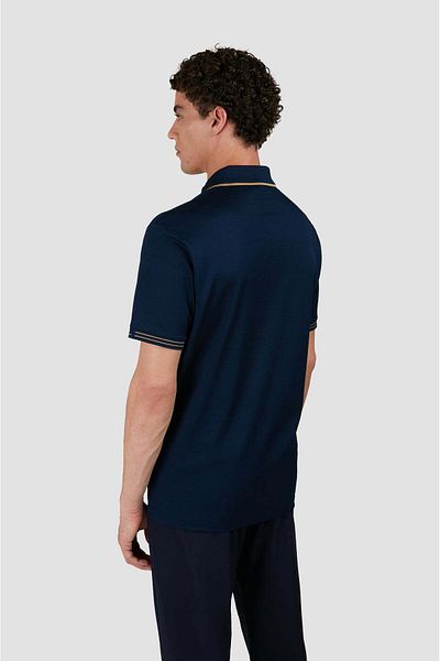PAUL&SHARK Men's Navy Blue-Gold Polo Neck T-Shirt - Slim Pique, Regular Fit, Short Sleeve 25411236 A-13E