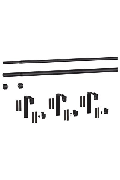 erorex Double curtain rod combination, black, 120-210 cm
