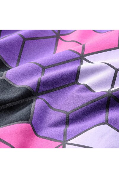 erorex Duvet cover and pillowcase, purple/black patterned, 150x200/50x80 cm