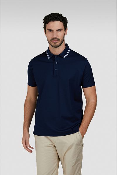 PAUL&SHARK Men's Polo Neck Short Sleeve Neckline Print Navy Blue Polo Neck T-Shirt 25411203 -013