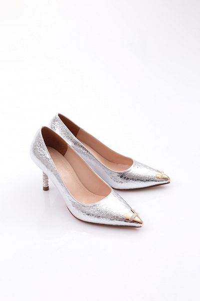DGN Pantofi cu toc pentru femei Silver Fishback - 9132621