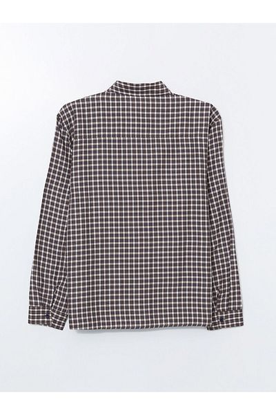 LC Waikiki Xside Navy Blue Regular Fit Long Sleeve Plaid Men's Shirt
