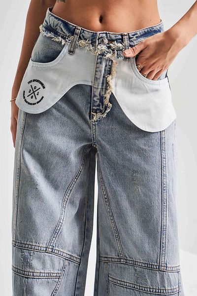 its basic Blugi de damă Palazzo Fit Design detaliat cu buzunar 100% Koton Denim Jeans