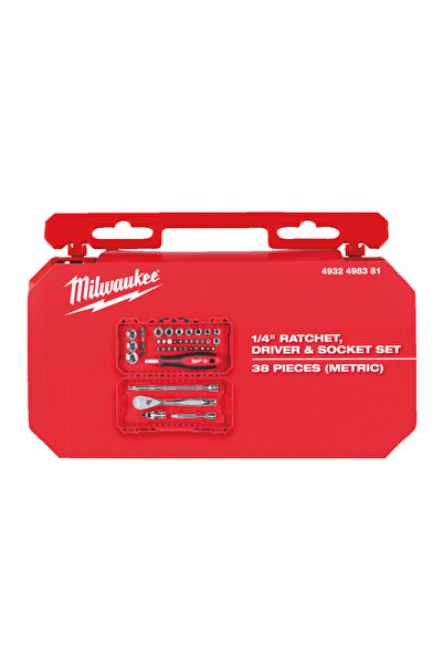Milwaukee 1/4 Cırcır Ve Tornavida Kollu Lokma Set 38 Parça 4932498381