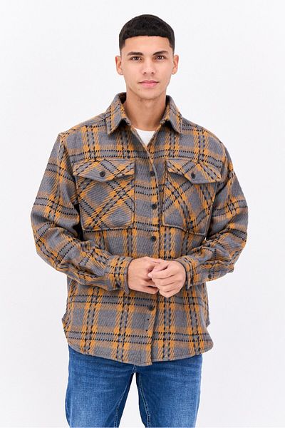 Sovereign Code Men Regular Fit Plaid Shirt Jackets, Grey