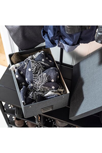 erorex Storage box with lid, dark grey, 25x36x15 cm