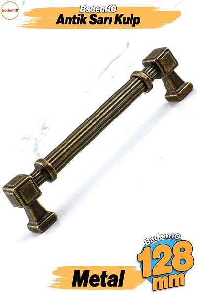 Badem10 Talas 128 mm dungi metal galben antic mobilier bucătărie sertar dulap dulap mâner mâner
