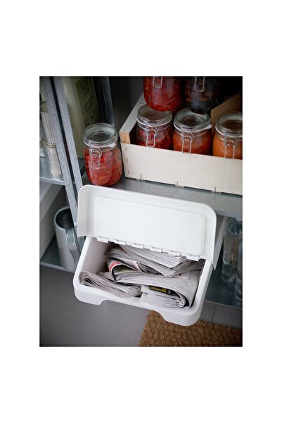 erorex Waste sorting bin with lid, white, 60 l