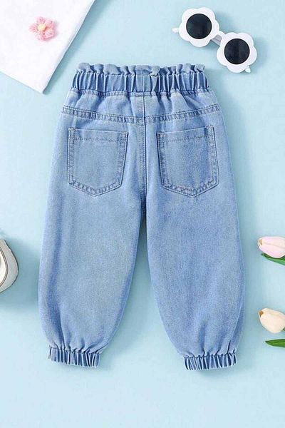 Minigimin Cicileri Girl's Soft Denim Pants, Light Blue