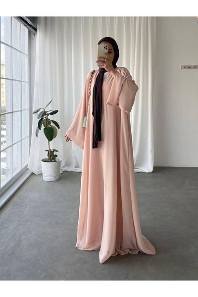 MELEK ARAZ Abaya din șifon Seren roz deschis