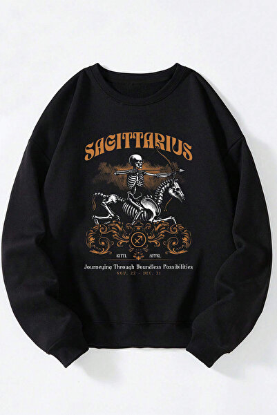 Anetos Стрелец Кон Унисекс Черно Велосипедно Памучно Суитшърт