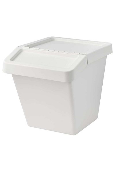 erorex Waste sorting bin with lid, white, 60 l