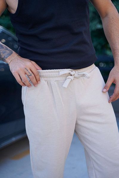EydaMoon Ανδρικό Pique Sweatpants Double Leg Jogger Pantalon