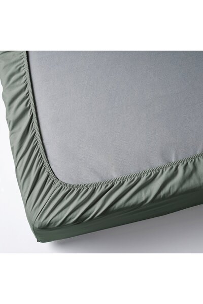 erorex Fitted sheet, grey-green, 160x200 cm