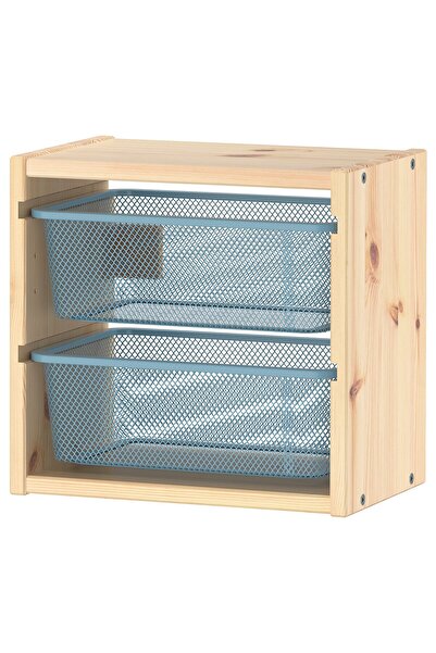 Generic وحدة تخزين حائط، خشب صنوبر مصبوغ باللون الأبيض الفاتح/رمادي-أزرق، 32x...