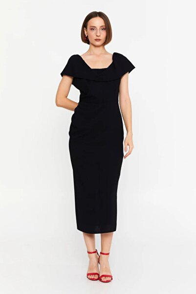 KAMEYA DEGAJE YAKA YIRTMAÇLI ELBİSE 25S40706