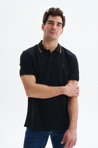 Arma Ανδρικό μπλουζάκι μαύρο Oversize Basic 100% βαμβακερό γιακά πόλο Y 29374870202